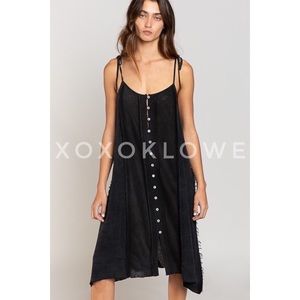 POL Sleeveless Black Flowy Boho Midi Dress